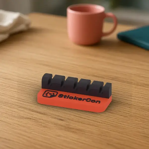 3D printed cable dock, about 84 x 40 mm, shown empty.