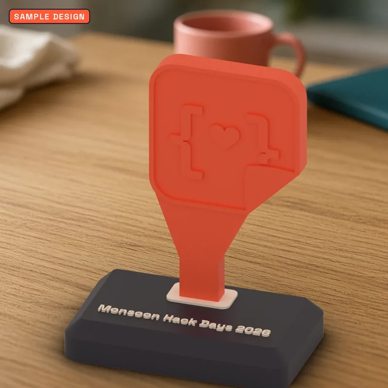 Custom 3D printed conference trophy, sample design for a made-up event