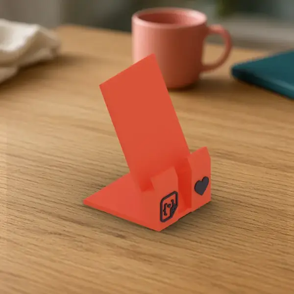 3D printed phone stand, shown without a phone.