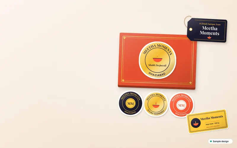 Sweet box labels, a box seal and a staff tee, sample design for a made-up sweet shop